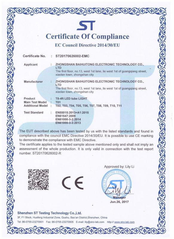 CE - Zhongshan Baihuitong Electronic Technology Co., Ltd.