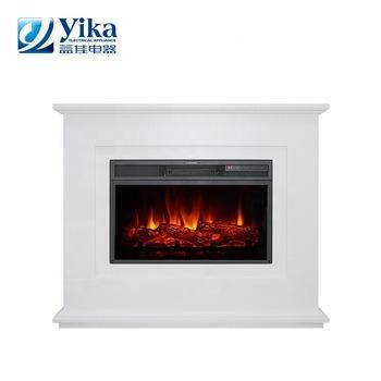 China Hotel Modern Design Interior Wooden Decorative Built In White Electric Fireplace Surround With Mantel for sale