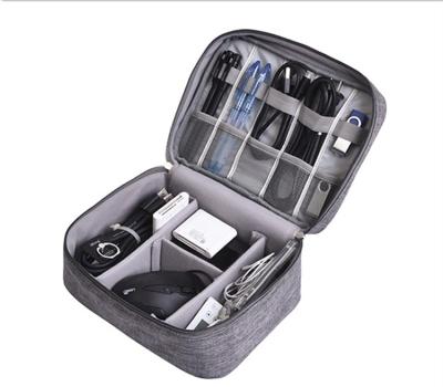 China Fashion Double Layers Travel Data Cable Organizer Electronics Accessories Carry Bag Oxford Digital Storage Bags for sale