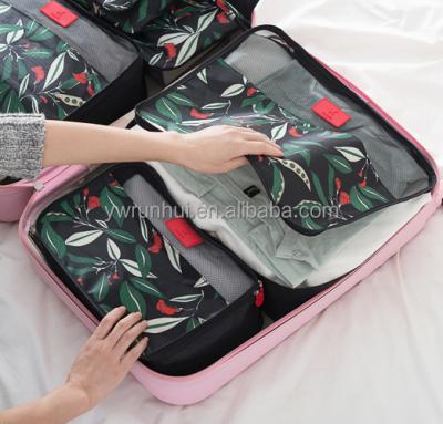 China 6pcs/set Travel Luggage Men's and Women's Travel Cubes Organizer Fashion Double Zipper Waterproof Polyester Tote Bag for sale