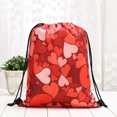 China High Quality Runhui Drawstring Bag 210d Polyester Drawstring Backpack Bag For Valentine's Day for sale