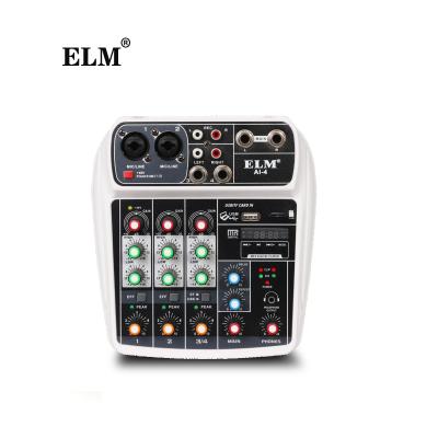 China Indoor professional portable PC mini 4 channel dsp effect noise console mixing USB DJ studio recording stereo music mixing audio mixer for sale