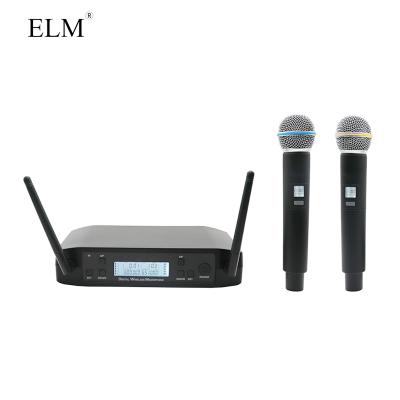 China Karaoke Player 2021 Portable Handheld Noise Canceling 2 Channel Transmitter Handheld Noise Canceling Ktv UHF Mini Wireless Microphone for sale