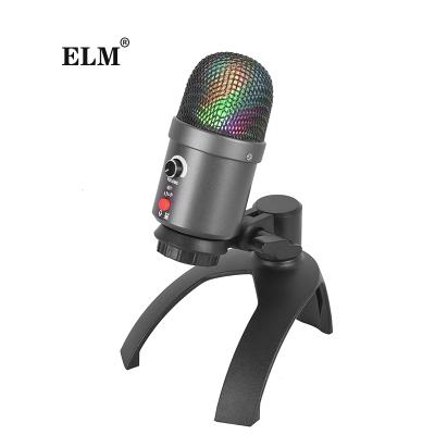 China Dual USB Professional Studio Condenser Microphone Cartridges RGB Recording Studio USB Desktop Condenser MIC for YouTube Podcasting for sale