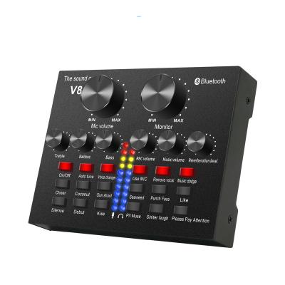 China Usb sound card music v8s studio sound card audio interface recording for mobile computer live broadcast for sale