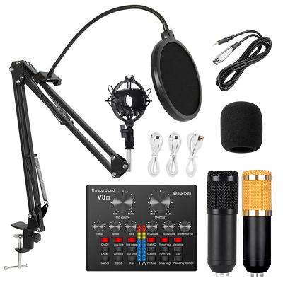 China Professional Conference Microphone BM 800 Condenser Microphone With Sound Card Set For Sound Recording for sale