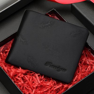 China Men 2021 Bifold RFID Angel Wings Large Capacity Slim Wallets Genuine Leather Mens Wallets for sale