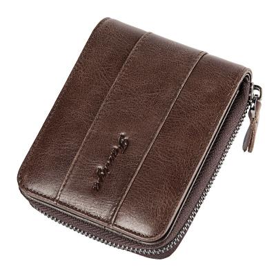 China Leather RFID Wallets Men Short 2021 Brown Minimalist RFID Blocking Casual Carteras Pinch Billeteras Monederos for sale