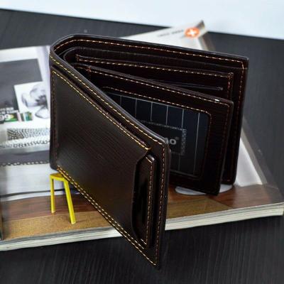 China Custom RFID Wallet Genuine Leather Logo Business Card Holder RFID Cuts Wallets Men Bifold for sale