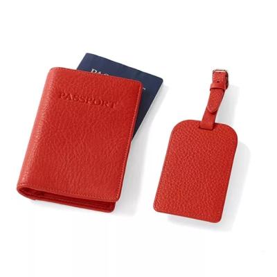 China Custom Fashion Travel Set Passport Holder Cover PU Leather Card Holder RFID Blocking Slim Luggage Tag Holder Cover for sale