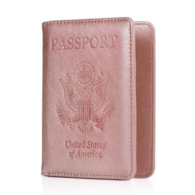 China Luxury Custom Genuine Leather RFID Passport Card Holder Business Boarding Dollar Travel Passport Holder for sale