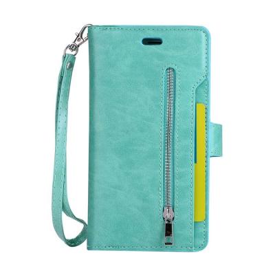 China 2021 new ideas PU leather zipper pocketk card holder multifunction leather iphone 8 amazon rfid amazon 8 plus case wallet for sale