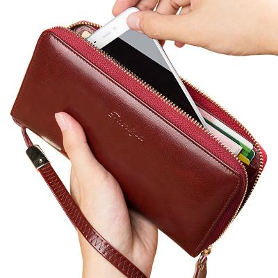 China RFID Money Wristbands Leather Wallets for Ladies Fashion Female Women 2021 New Carteras De Mujer Wallet Money Bag Cell Phone Purses for sale