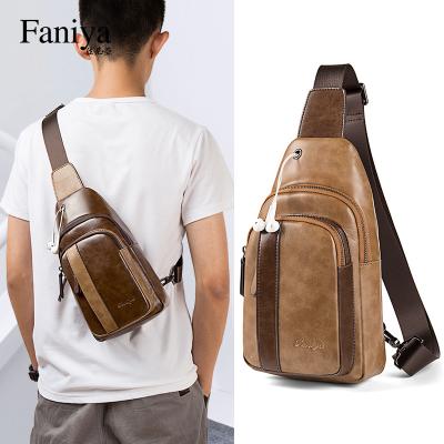 China Crossbody Chest Sling Anti-theft Bag Designer Brand Premium Leather Shoulder Bag Increasing Camping Chest Bag for sale