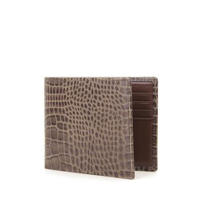 China Best RFID Cowhide Front Pocket Slim Bifold Wallet Leather For Men Crocodile Leather Wallets for sale