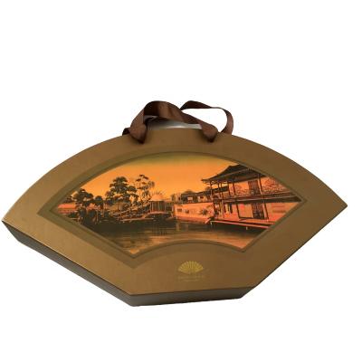 China Handmade Luxury Customized Area Shape Cardboard Portable Mooncake Food Packaging Box for sale