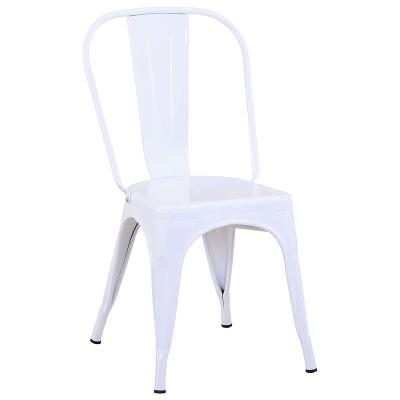 China Modern Nordic Cafe Restaurant Chair Simple Design Iron+Powder Coating Surface High Back White Paint Metal Dining Chair For Kitchen for sale