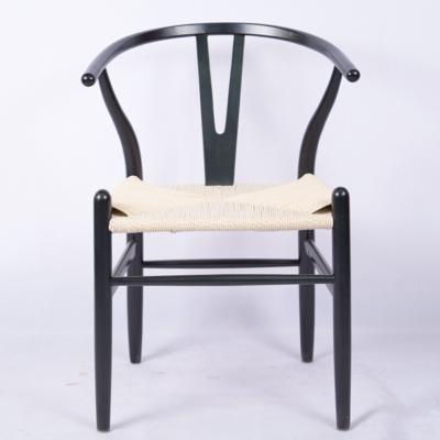 China Cooling OverviewInspired by Traditional Chinese Design Crescent Black Rush Seat Dining Chair Solid Wood Chair for sale