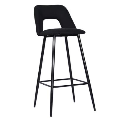 China Modern Wholesale High Quality Cheap Price Home Bar Or Commerical Used Bar Chairs Black Metal Legs Velvet Fabric Bar Stools For Sale for sale