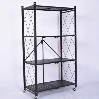 China Factory Free Shipping Viable Easy Assemble Brackets Foldable Shelf Metal Bathroom Metal Kitchen Black Steel Rack On Sale for sale