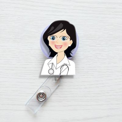 China Cute Mini Retractable Badge Reel Nurse Lanyards ID Badge Holder Name Card Holder Badge Reel Cartoon for sale