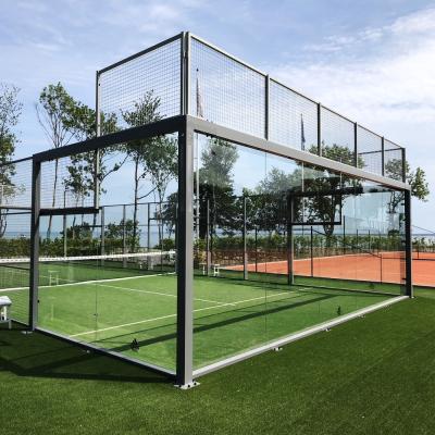 China 12mm tempered glass sports court for practicing paddle tennis. Designed for outdoor and indoor use for sale