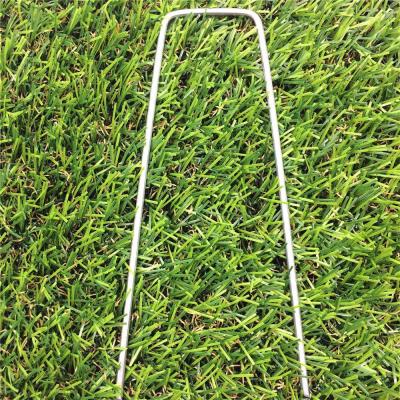 China Galvanized flat u type garden landcape clips rust proof turf pins nails forartificial grass for sale