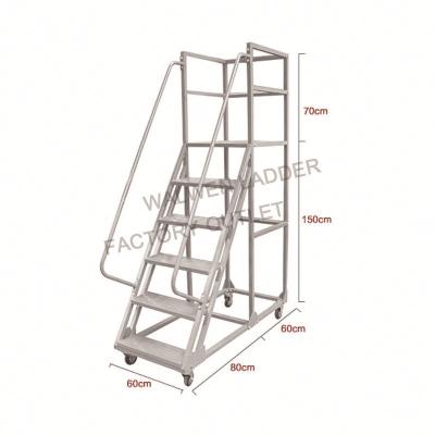 China Folding Ladders Cheap price movable buy tall steel ladder supermarket platform folding ladder for sale