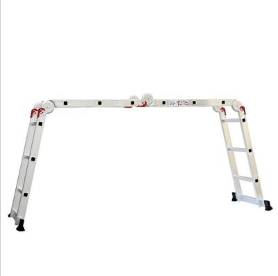 China Folding Ladders 4*4 steps 4.7m small hinges joints aluminium aluminum steps ladder aluminium multi-function ladder multipurpose ladder for sale