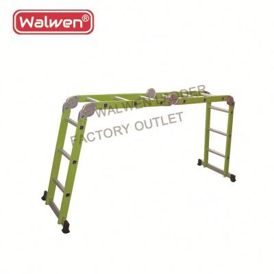 China Folding Ladders big hinges joints extension tall folding aluminum ladder with 4*7 steps for sale