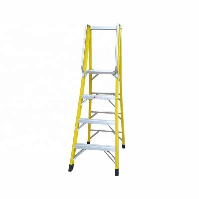 China Folding Ladders 6 feet reach height fiberglass podium platform ladder with handrail for home or superamrket use for sale