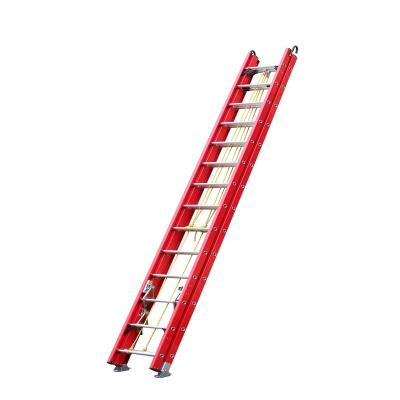 China Folding Ladders EN131 Fire Escape 3 section 12fts Electric Insulating Ladder Lack  FRP Step Ladder for sale