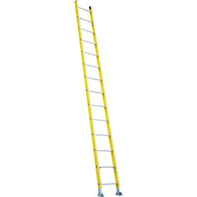 China Folding Ladders Walwen one-way Industrial fiberglass 14 steps straight ladder for sale