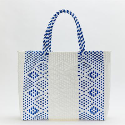 China New Design PP Recyclable Handmade Plastic Woven Plastic Bag Hand - Market Woven Bag for sale