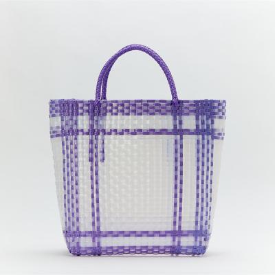 China Recycled Materials Customized Philippines Handcrafted Woven Bag Recycled Knitted Plastic Weaving Handmade Bag for sale