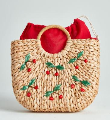 China 100% Best Dherry Latest Selling 2019 Embroidery Straw Beach Women Bag Travel Straw Bag For Lady Semicircles Eco-friendly for sale