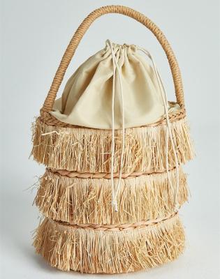 China 100% 2019 Eco-friendly New Summer Moroccan Simple Hands - Raffia Straw Bag Recycled Straw Woven Basket With Raffia Tassel for sale