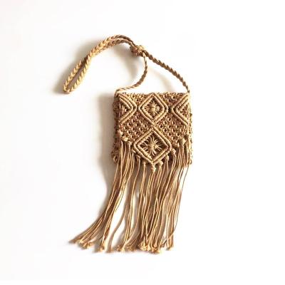 China 100% Eco-friendly Wholesale Ladies Tie Handmade Cotton Tassel Cross - Body Crochet Macrame Rope Bag for sale