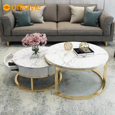 China (Size) creative luxury marble line adjustable living room home table top black coffee table for sale