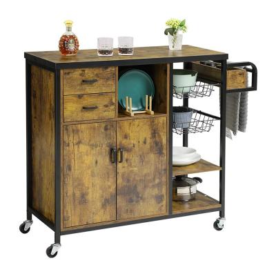 China Modern Mobile Storage Kitchen Island Cart On Wheels Home Kitchen Serving Cart Bar Cart Serving Cart With Drawers for sale