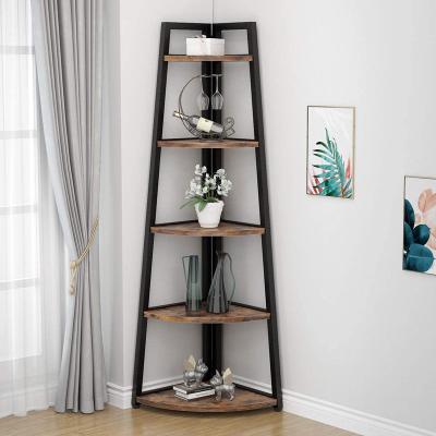 China Small Vintage Factory Vintage Bookcase Rack 5 Tier Corner Shelf Modern Corner Ladder Shelf For Living Room for sale