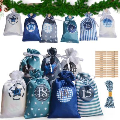 China Reusable Best Sell 24 Piece Christmas Gift Jewelry Pouch Wear Resistant Drawstring Bags for sale