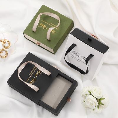 China Custom Cardboard Gift Multi-Drawer Ring Earring Necklace Box Multi-Drawer Jewelry Box Drawer Packaging Paper Packaging Paper Slide Jewelry Box With Fin Pocket for sale