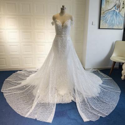 China 2022 Luxury Handmade Lace Bridal Gown Anti-Static Mermaid Trumpet Breathable Wedding Dress for sale