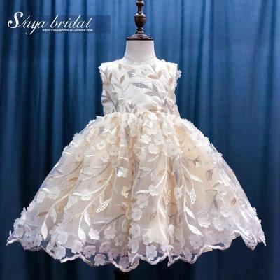 China Sleeveless Little Flower Girl Skirt Dress Wedding Kids Children Girls Lace Up Dress for sale