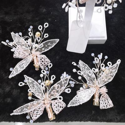 China OEM Women Rhinestone Wedding Set Rhinestone Wedding Set Earring Headdress Beautiful Decoration New Girl Adult Style Popular Picture Special Cute Pink Two-piece Hair Accessory for sale