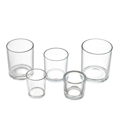 China Eco - Friendly Short Glass Jar Candle Holder Round 10oz Clear Glass Candle Cup for sale