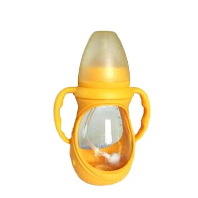 China Baby Bottle 4oz/8oz BPA Free Borosilicate Newborn Baby OEM BPA Free Glass Bottle With Silicone Protective Sleeve for sale