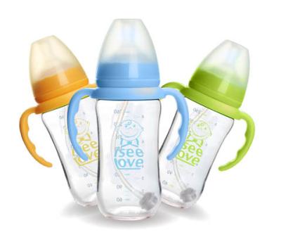 China Borosilicate Glass BPA Free Feeding Baby Bottles With Cute Design for sale