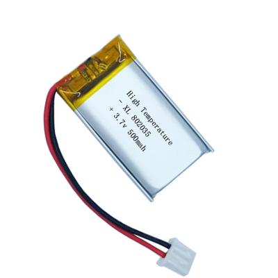 China Toys 802035 500mah Rechargeable Battery Li Ion Polymer Lithium Battery 3.7v Lipo High Temperature Music Battery for sale